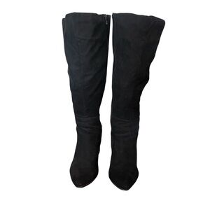 Lane Bryant Extra Wide Calf Black Faux Suede Knee Boots - Size 8 W